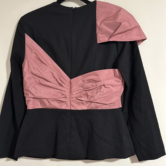 THE FOLD London Arundel dusty pink bow black blouse Virgin wool taffeta office - Picture 5 of 5